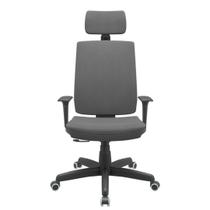 Cadeira Office Brizza Soft Poliester Cinza RelaxPlax Com Encosto Cabeça Base Standard 126cm - 63498 Cadeira Office Brizza Soft Poliester Cinza RelaxPlax Com Encosto Cabeça Base Standard 126cm - 63498