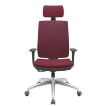 Cadeira Office Brizza Soft Poliester Vinho RelaxPlax Com Encosto Cabeca Base Aluminio 126cm - 63508