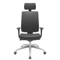 Cadeira Office Brizza Soft Vinil Preto Autocompensador Com Encosto Cabeça Base Aluminio 126cm - 63461