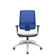 Cadeira Office Brizza Tela Azul Assento Aero Branco RelaxPlax Base Aluminio 120cm - 63833 - Sun House