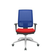 Cadeira Office Brizza Tela Azul Assento Aero Vermelho Autocompensador Base Aluminio 120cm - 63777 - Sun House