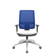 Cadeira Office Brizza Tela Azul Assento Vinil Branco RelaxPlax Base Aluminio 120cm - 63834