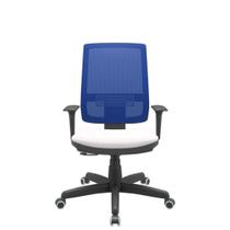 Cadeira Office Brizza Tela Azul Assento Vinil Branco RelaxPlax Base Standard 120cm - 63876
