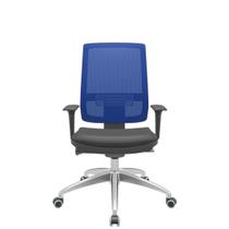 Cadeira Office Brizza Tela Azul Assento Vinil Preto Autocompensador Base Aluminio 120cm - 63772 Cadeira Office Brizza Tela Azul Assento Vinil Preto Autocompensador Base Aluminio 120cm - 63772