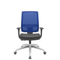 Cadeira Office Brizza Tela Azul Assento Vinil Preto RelaxPlax Base Aluminio 120cm - 63829