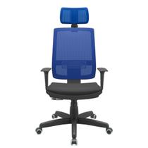 Cadeira Office Brizza Tela Azul Com Encosto Assento Aero Preto RelaxPlax Base Standard 126cm - 63646 - Sun House