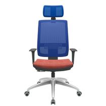 Cadeira Office Brizza Tela Azul Com Encosto Assento Concept Rose RelaxPlax Base Aluminio 126cm - 63560