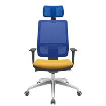 Cadeira Office Brizza Tela Azul Com Encosto Assento Facto Dunas Amarelo Autocompensador 126cm - 63146