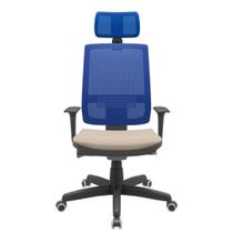 Cadeira Office Brizza Tela Azul Com Encosto Assento Poliester Fendi Autocompensador Base Standard 126cm - 63395