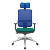Cadeira Office Brizza Tela Azul Com Encosto Assento Poliéster Verde Autocompensador 126cm - 63149