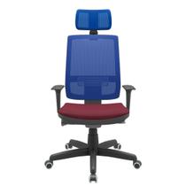 Cadeira Office Brizza Tela Azul Com Encosto Assento Poliester Vinho Autocompensador Base Standard 126cm - 63393 Cadeira Office Brizza Tela Azul Com Encosto Assento Poliester Vinho Autocompensador Base Standard 126cm - 63393