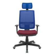 Cadeira Office Brizza Tela Azul Com Encosto Assento Poliester Vinho RelaxPlax Base Standard 126cm - 63651 Cadeira Office Brizza Tela Azul Com Encosto Assento Poliester Vinho RelaxPlax Base Standard 126cm - 63651