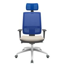 Cadeira Office Brizza Tela Azul Com Encosto Assento Vinil Bege Autocompensador 126cm - 63158 Cadeira Office Brizza Tela Azul Com Encosto Assento Vinil Bege Autocompensador 126cm - 63158