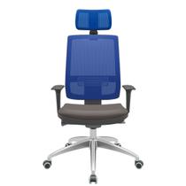 Cadeira Office Brizza Tela Azul Com Encosto Assento Vinil Café Autocompensador 126cm - 63160