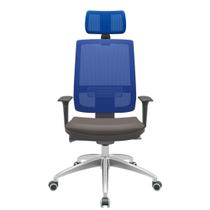 Cadeira Office Brizza Tela Azul Com Encosto Assento Vinil Café Autocompensador 126cm - 63160 Cadeira Office Brizza Tela Azul Com Encosto Assento Vinil Café Autocompensador 126cm - 63160