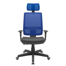 Cadeira Office Brizza Tela Azul Com Encosto Assento Vinil Preto RelaxPlax Base Standard 126cm - 63645