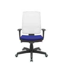 Cadeira Office Brizza Tela Branca Assento Aero Azul Autocompensador Base Standard 120cm - 63726 - Sun House