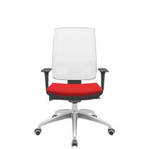 Cadeira Office Brizza Tela Branca Assento Aero Vermelho Autocompensador Base Aluminio 120cm - 63790 - Sun House