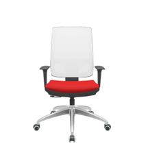 Cadeira Office Brizza Tela Branca Assento Aero Vermelho RelaxPlax Base Aluminio 120cm - 63844 - Sun House