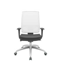 Cadeira Office Brizza Tela Branca Assento Vinil Preto Autocompensador Base Aluminio 120cm - 63787
