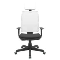 Cadeira Office Brizza Tela Branca Com Encosto Assento Aero Preto RelaxPlax Base Standard 126cm - 63677 - Sun House