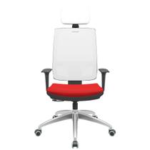 Cadeira Office Brizza Tela Branca Com Encosto Assento Aero Vermelho RelaxPlax Base Aluminio 126cm - 63602