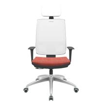 Cadeira Office Brizza Tela Branca Com Encosto Assento Concept Rose RelaxPlax Base Aluminio 126cm - 63604