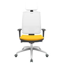 Cadeira Office Brizza Tela Branca Com Encosto Assento Poliéster Amarelo Autocompensador 126cm - 63276 Cadeira Office Brizza Tela Branca Com Encosto Assento Poliéster Amarelo Autocompensador 126cm - 63276