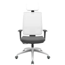 Cadeira Office Brizza Tela Branca Com Encosto Assento Poliester Cinza RelaxPlax Base Aluminio 126cm - 63607