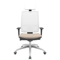 Cadeira Office Brizza Tela Branca Com Encosto Assento Poliéster Fendi Autocompensador 126cm - 63273