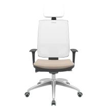 Cadeira Office Brizza Tela Branca Com Encosto Assento Poliéster Fendi Autocompensador 126cm - 63273 Cadeira Office Brizza Tela Branca Com Encosto Assento Poliéster Fendi Autocompensador 126cm - 63273