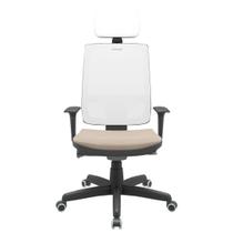 Cadeira Office Brizza Tela Branca Com Encosto Assento Poliester Fendi Autocompensador Base Standard 126cm - 63441