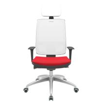 Cadeira Office Brizza Tela Branca Com Encosto Assento Poliéster Vermelho Autocompensador 126cm - 63268