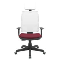 Cadeira Office Brizza Tela Branca Com Encosto Assento Poliester Vinho RelaxPlax Base Standard 126cm - 63683 Cadeira Office Brizza Tela Branca Com Encosto Assento Poliester Vinho RelaxPlax Base Standard 126cm - 63683