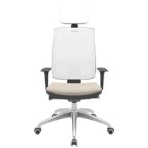 Cadeira Office Brizza Tela Branca Com Encosto Assento Vinil Bege Autocompensador 126cm - 63278 Cadeira Office Brizza Tela Branca Com Encosto Assento Vinil Bege Autocompensador 126cm - 63278
