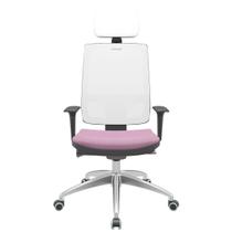 Cadeira Office Brizza Tela Branca Com Encosto Assento Vinil Lilás Autocompensador 126cm - 63286 Cadeira Office Brizza Tela Branca Com Encosto Assento Vinil Lilás Autocompensador 126cm - 63286