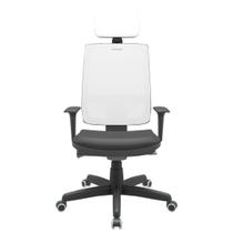 Cadeira Office Brizza Tela Branca Com Encosto Assento Vinil Preto Autocompensador Base Standard 126cm - 63434