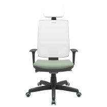 Cadeira Office Brizza Tela Branca Com Encosto Assento Vinil Verde Autocompensador Base Standard 126cm - 63443
