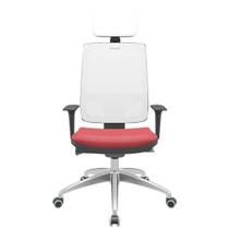 Cadeira Office Brizza Tela Branca Com Encosto Assento Vinil Vermelho Autocompensador 126cm - 63247