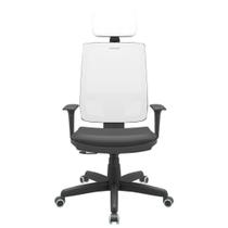 Cadeira Office Brizza Tela Branco Com Encosto Assento Vinil Preto RelaxPlax Base Standard 126cm - 63676 Cadeira Office Brizza Tela Branco Com Encosto Assento Vinil Preto RelaxPlax Base Standard 126cm - 63676