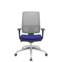 Cadeira Office Brizza Tela Cinza Assento Aero Azul Autocompensador Base Aluminio 120cm - 63782 - Sun House