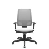 Cadeira Office Brizza Tela Cinza Assento Aero Branco Autocompensador Base Standard 120cm - 63722 - Sun House