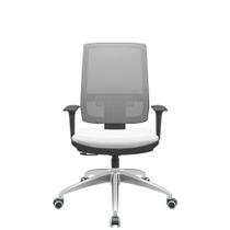 Cadeira Office Brizza Tela Cinza Assento Aero Branco RelaxPlax Base Aluminio 120cm - 63839 - Sun House