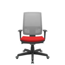Cadeira Office Brizza Tela Cinza Assento Aero Vermelho Autocompensador Base Standard 120cm - 63720 - Sun House