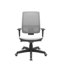 Cadeira Office Brizza Tela Cinza Assento Vinil Branco Autocompensador Base Standard 120cm - 63723 Cadeira Office Brizza Tela Cinza Assento Vinil Branco Autocompensador Base Standard 120cm - 63723