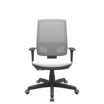 Cadeira Office Brizza Tela Cinza Assento Vinil Branco RelaxPlax Base Standard 120cm - 63884 Cadeira Office Brizza Tela Cinza Assento Vinil Branco RelaxPlax Base Standard 120cm - 63884