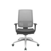 Cadeira Office Brizza Tela Cinza Assento Vinil Preto Autocompensador Base Aluminio 120cm - 63780