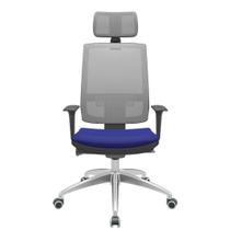 Cadeira Office Brizza Tela Cinza Com Encosto Assento Aero Azul Autocompensador 126cm - 63194 Cadeira Office Brizza Tela Cinza Com Encosto Assento Aero Azul Autocompensador 126cm - 63194