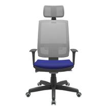 Cadeira Office Brizza Tela Cinza Com Encosto Assento Aero Azul Autocompensador Base Standard 126cm - 63418 Cadeira Office Brizza Tela Cinza Com Encosto Assento Aero Azul Autocompensador Base Standard 126cm - 63418