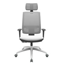 Cadeira Office Brizza Tela Cinza Com Encosto Assento Aero Branco RelaxPlax Base Aluminio 126cm - 63589